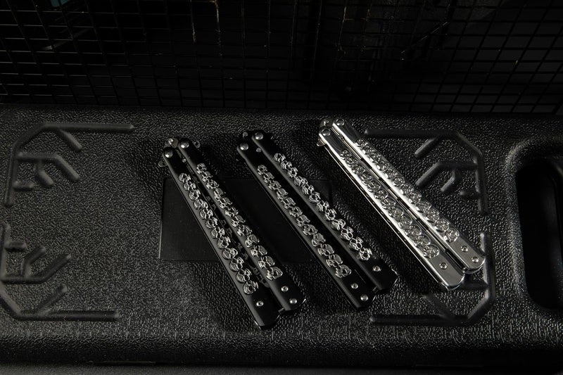 Dispatch Practice Butterfly Knife Trainer Unsharpened Balisong with 3Cr13 Black-Painted Blade & Mirror-Polished Handle (Engraved Skull Patterns) | EDC Flipping, Martial Arts, Cosplay, Tactical Training - Image 4